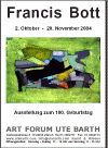 Plakat - Ausstellung zum 100. Geburtstag von Francis Bott in der Galerie Art Forum Ute Barth, Z�rich