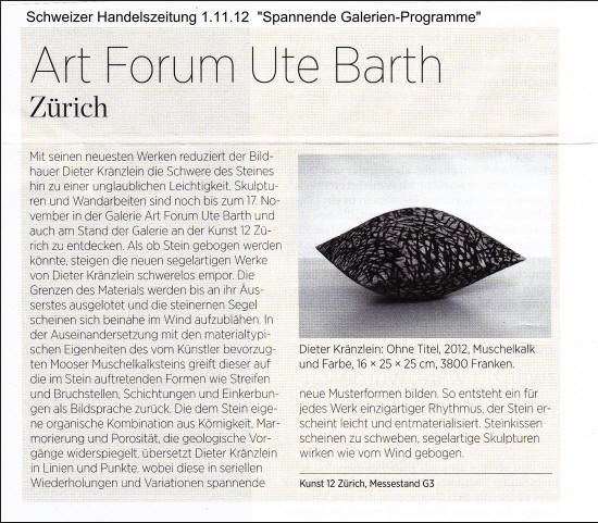 Artikel DIETER KRÄNZLEIN in der Handelszeitung vom 1. November 2012